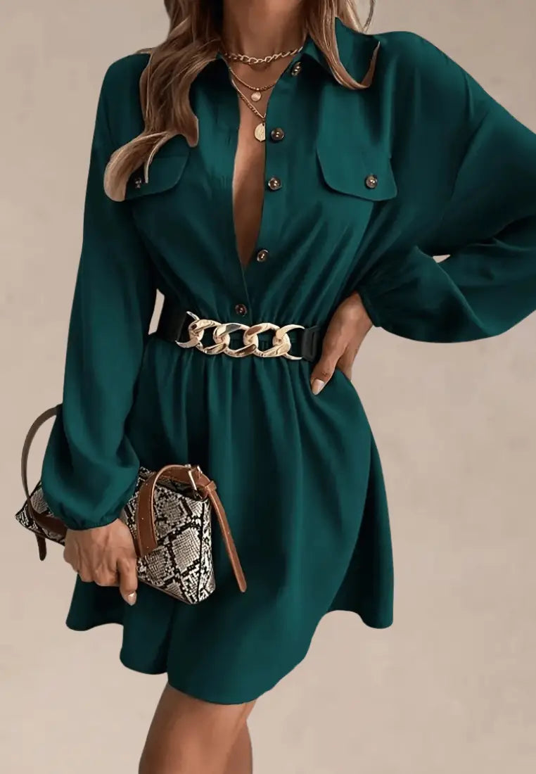 Zielona sukienka koszulowa z guzikami