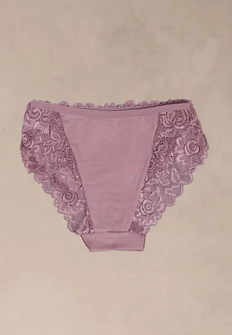 Zestaw 5 szt. figi majtki damskie bawełniane koronkowe w nude i bieli