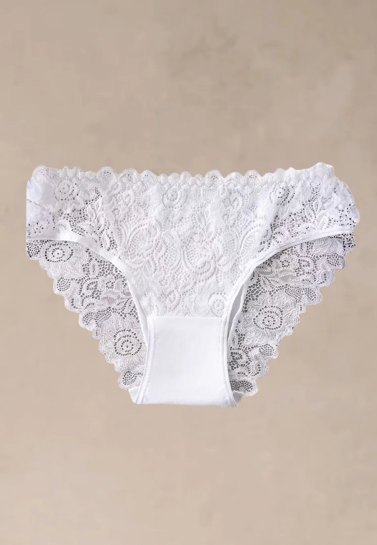 Zestaw 4 szt. figi majtki damskie bawełniane koronkowe białe