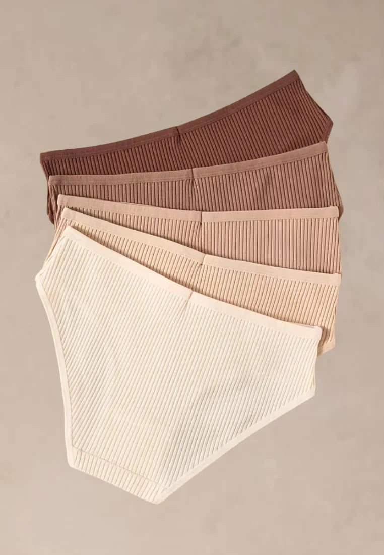 Zestaw 5 szt. figi majtki damskie bawełniane prążkowane