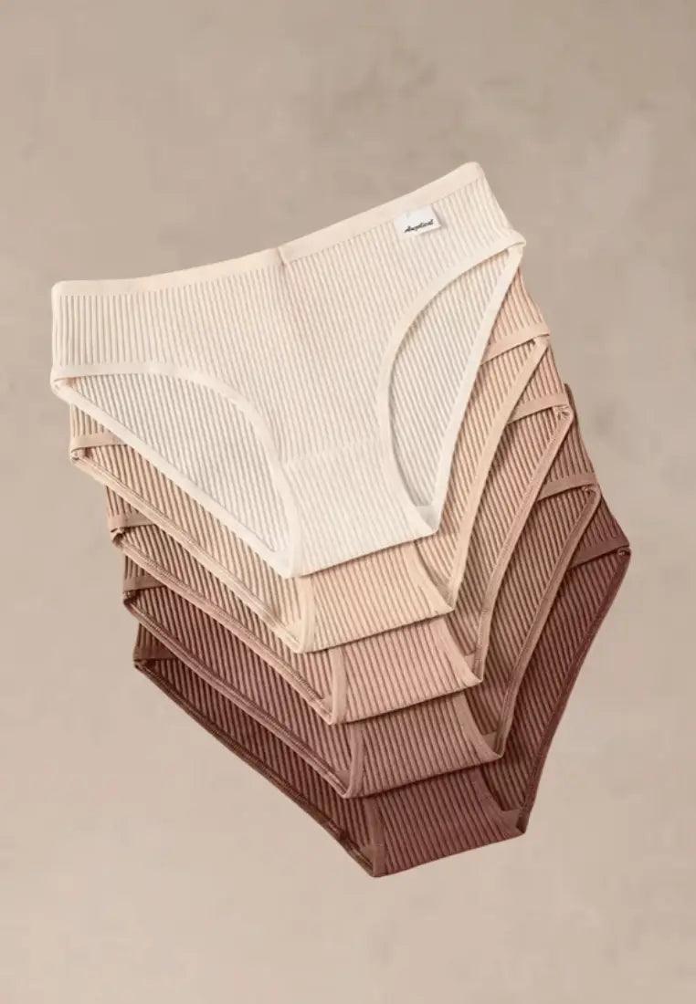 Zestaw 5 szt. figi majtki damskie bawełniane prążkowane