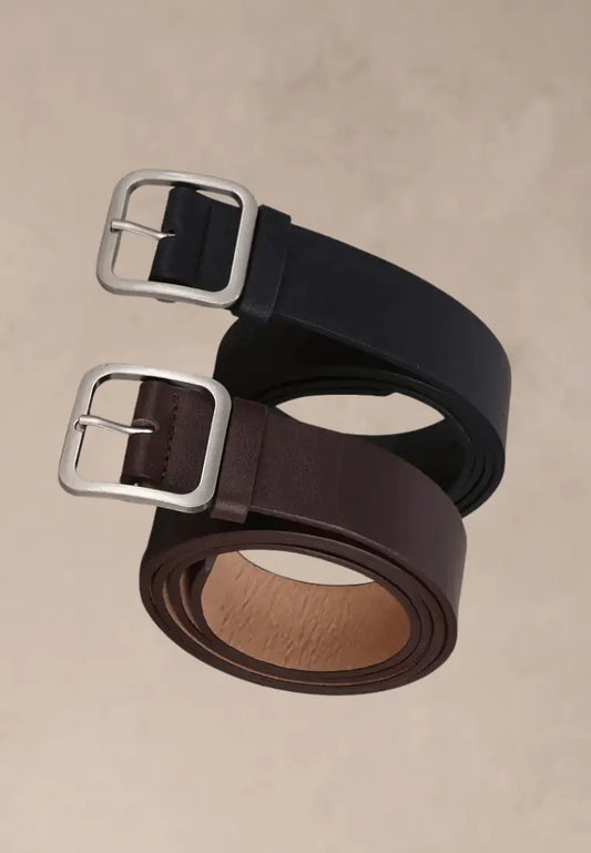 Zestaw 2 szt. klasycznych pasków z srebrną klamrą