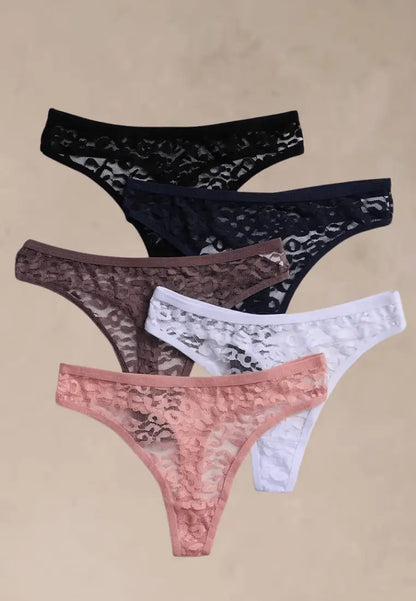 Zestaw 5 szt. stringi majtki damskie koronkowe w modnych kolorach