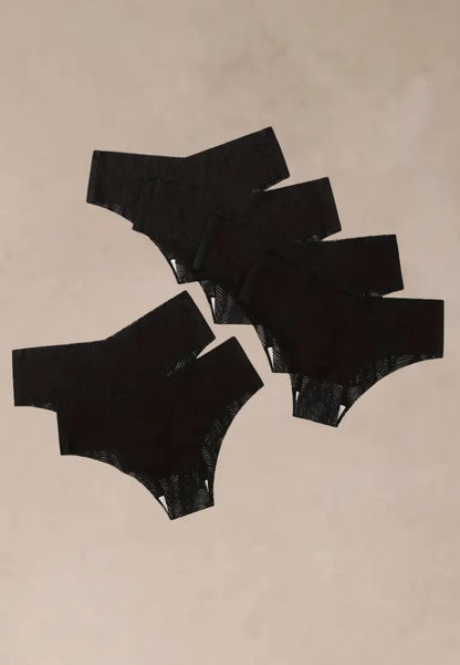 Zestaw 6 szt. figi majtki damskie bawełniane bezszwowe czarne
