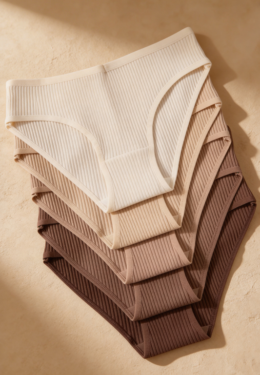 Zestaw 5 szt. figi majtki damskie bawełniane prążkowane