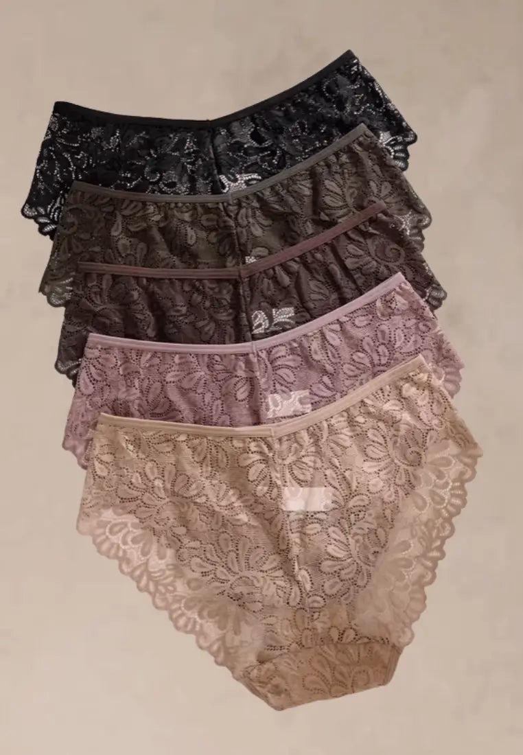 Zestaw 5 szt. figi majtki damskie koronkowe