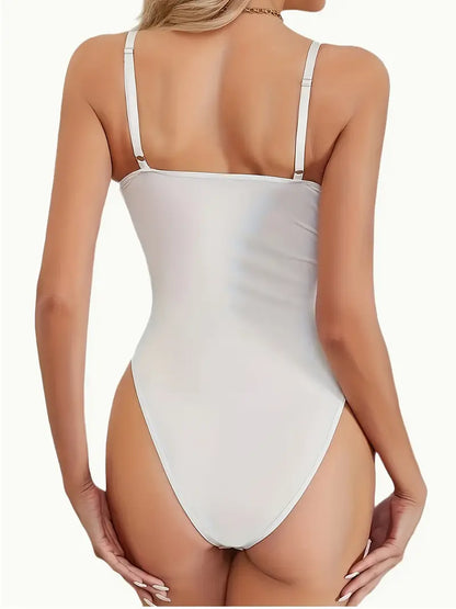 Body białe koronkowe  z transparentnymi wstawkami