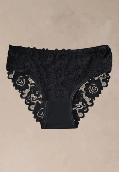 Zestaw 4 szt. figi majtki damskie bawełniane koronkowe w czerni i bieli