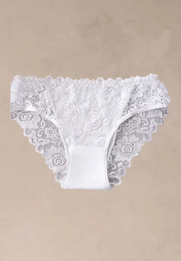 Zestaw 4 szt. figi majtki damskie koronkowe bawełniane białe i różowe