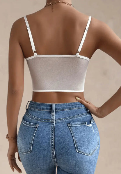 Biały top damski z koronką usztywniony elegancki