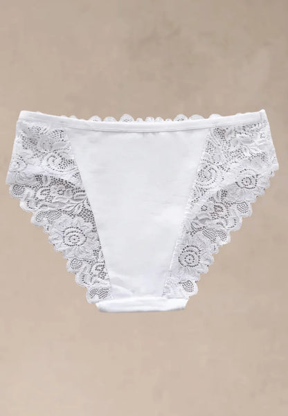 Zestaw 5 szt. figi majtki damskie bawełniane koronkowe w nude i bieli