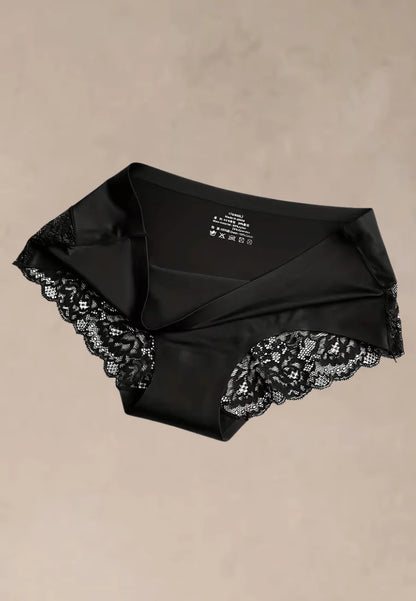 Zestaw 4 szt. figi majtki damskie satynowe koronkowe czarne