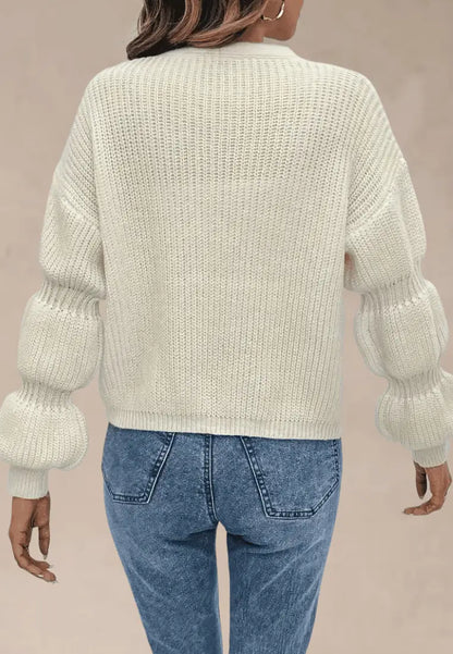 Kardigan morelowy z grubym splotem i guzikami