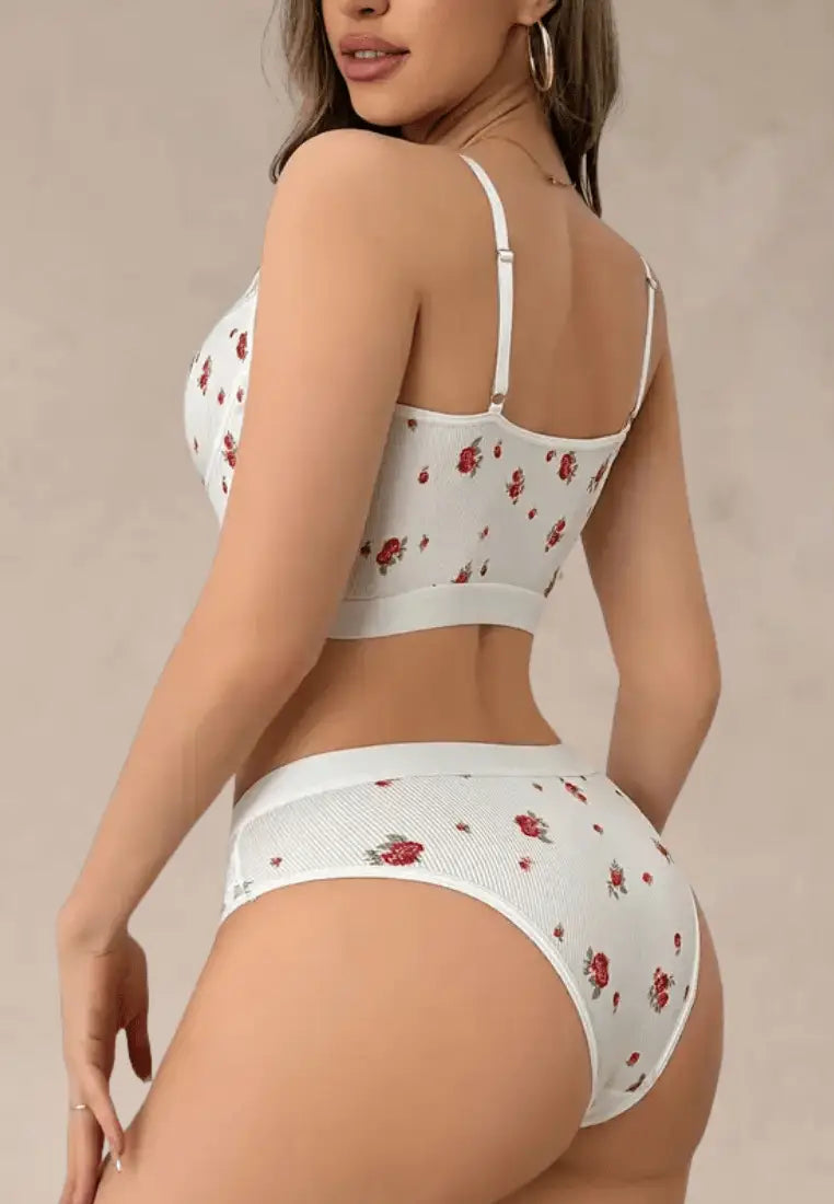 Biały komplet bielizny damski biustonosz longline i koronkowymi figami