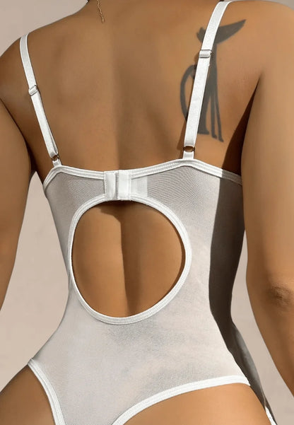 Biały zestaw bielizny damski koronkowy z fiszbinami i pasem do pończoch