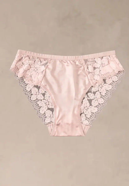 Zestaw 4 szt. figi majtki damskie koronkowe bawełniane beżowe i pudrowe