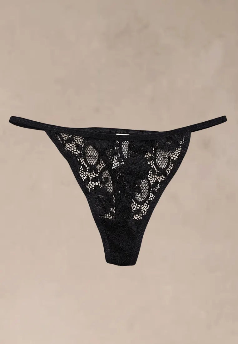 Zestaw 5 szt. stringi majtki damskie koronkowe bawełniane czarne, czerwone, niebieskie i białe