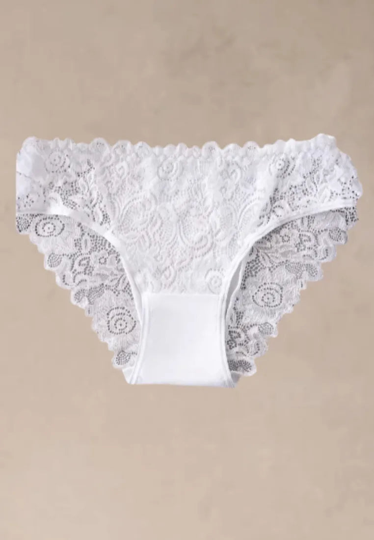 Zestaw 4 szt. figi majtki damskie bawełniane koronkowe w czerni i bieli