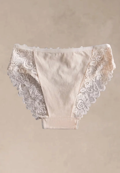 Zestaw 5 szt. figi majtki damskie bawełniane koronkowe w nude i bieli