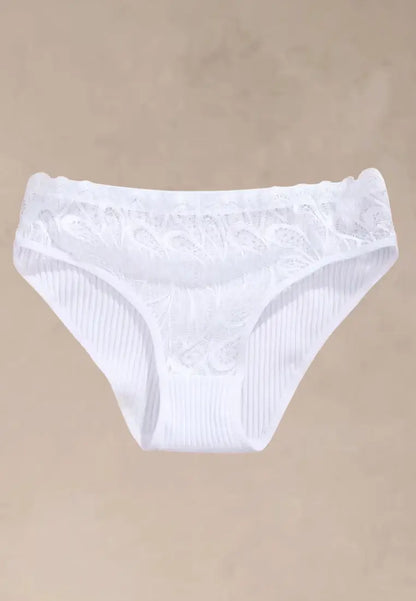 Zestaw 3 szt. figi majtki damskie koronkowe bawełniane czarne, białe i granatowe