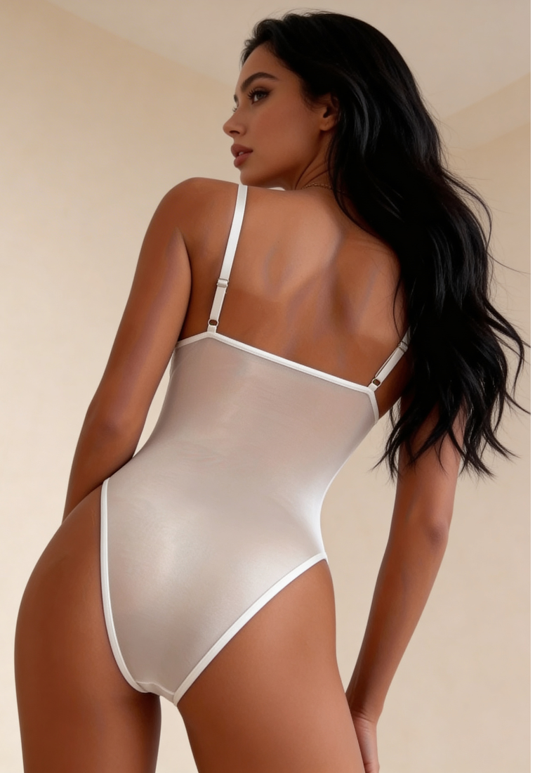 Białe body damskie koronkowe z fiszbinami i regulowanymi ramiączkami