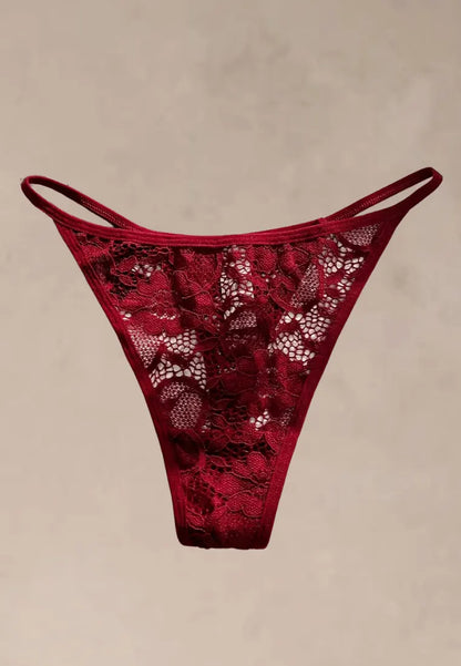 Zestaw 3 szt. stringi majtki damskie koronkowe bawełniane czarne, czerwone i białe