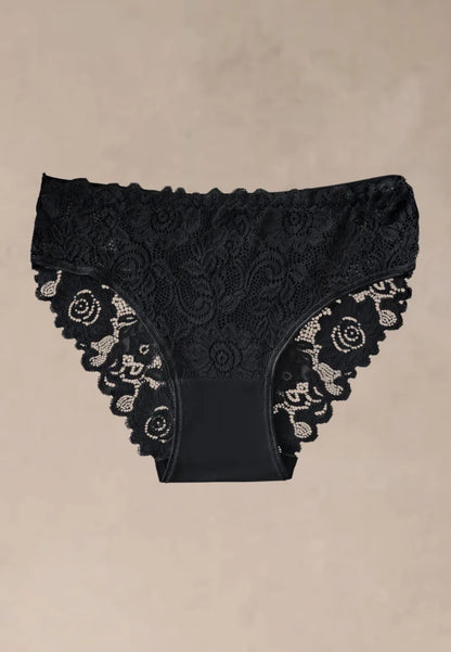 Zestaw 3 szt. figi majtki damskie bawełniane koronkowe w czerni, bieli i czerwieni