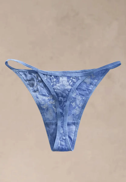 Zestaw 5 szt. stringi majtki damskie koronkowe bawełniane czarne, czerwone, niebieskie i białe