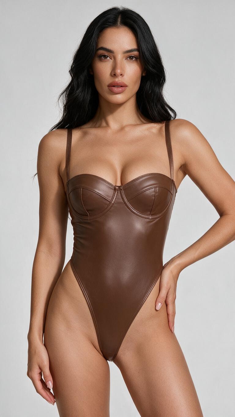 Body damskie skórzane brązowe Bellavani