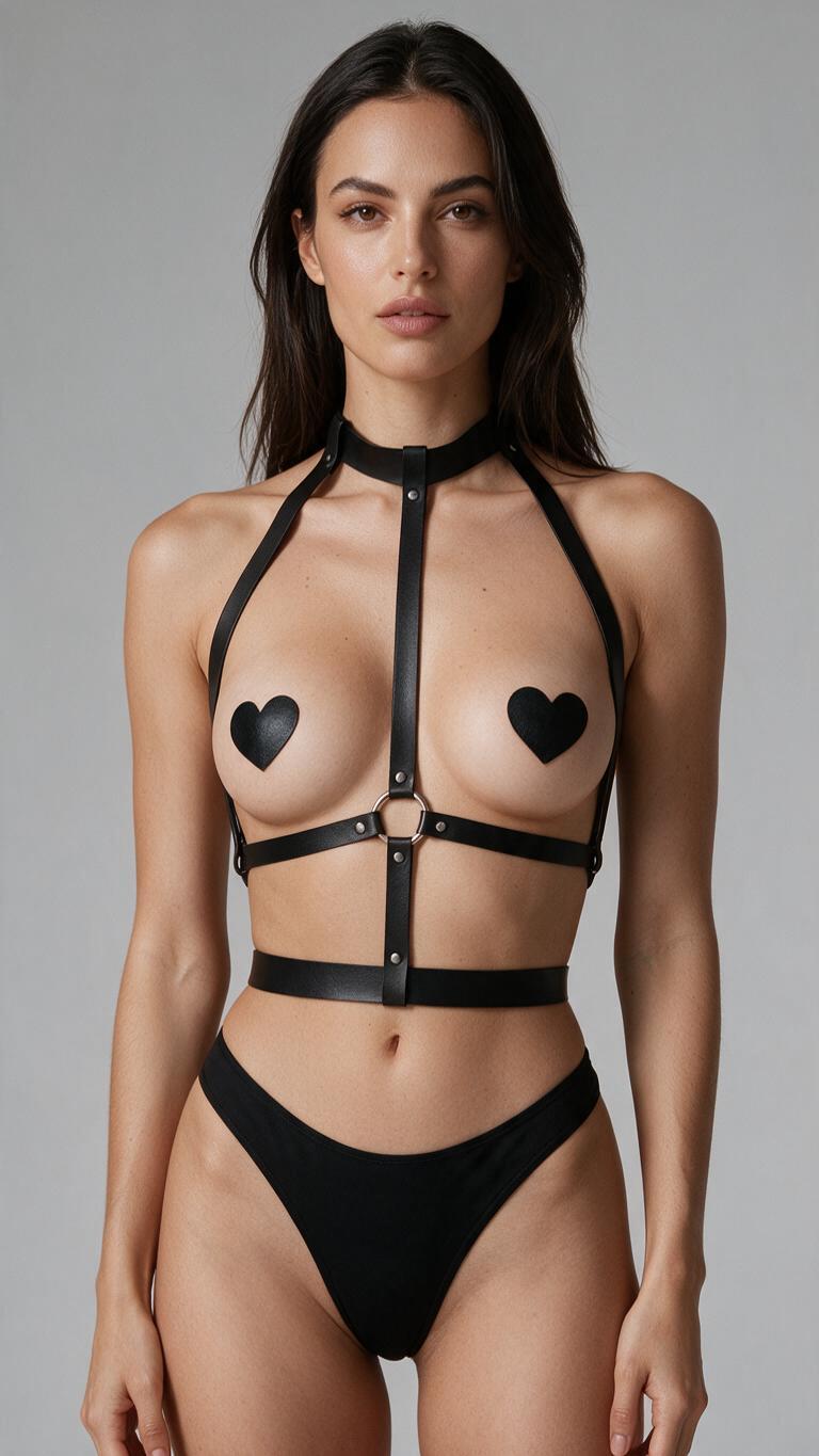 Harness z chokerem i pasem pod biustem Cielosena