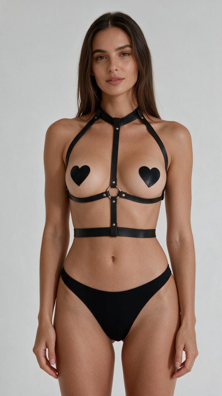 Harness damski z chokerem czarny Marsana