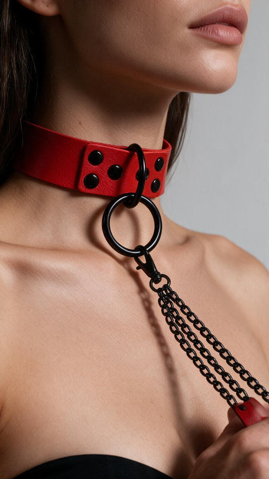 Choker z łańcuchem i smyczą Vitacino